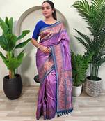 Onion pink art silk  woven saree