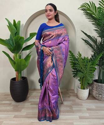 Onion pink art silk  woven saree 2