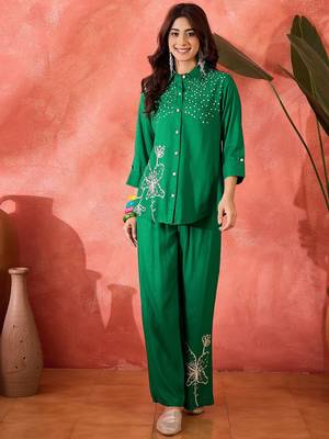 Embroidered shirt & trousers co-ord set 1