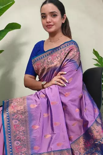 Onion pink art silk  woven saree