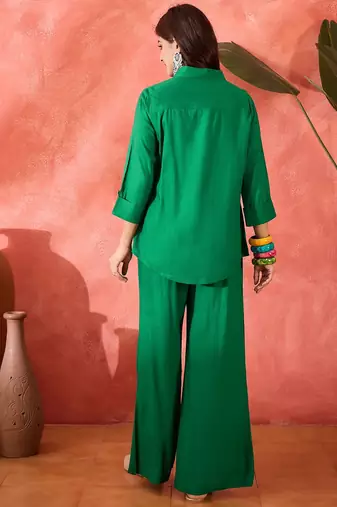 Embroidered shirt & trousers co-ord set