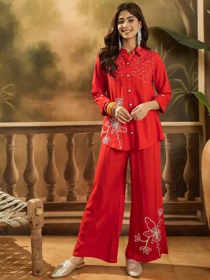 Embroidered shirt & trousers co-ords 1
