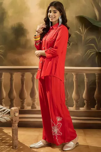 Embroidered shirt & trousers co-ords