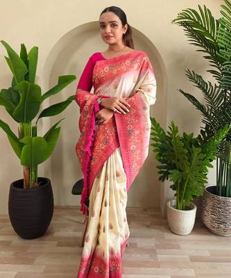 White art silk  woven saree 2