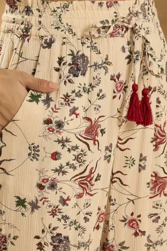Floral printed v-neck tunic & trousers co-ord set