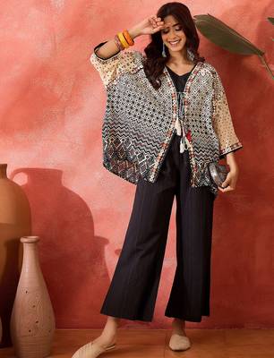 Pure cotton crop top trousers & shrug co-ords 1
