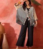 Pure cotton crop top trousers & shrug co-ords