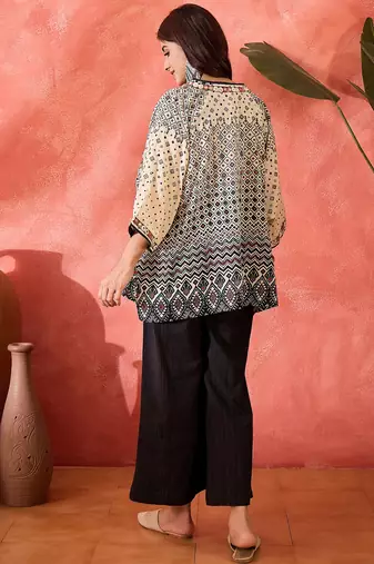 Pure cotton crop top trousers & shrug co-ords