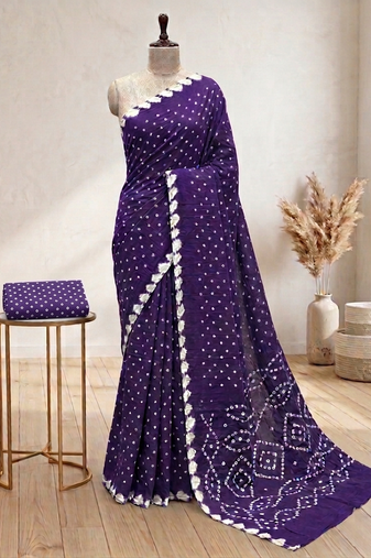 bandhani cotton saree with blouse 