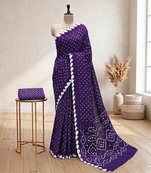 Handmade bandhani pure cotton saree