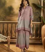 Printed pure cotton top with trouser co-ords