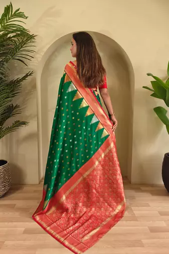 Green art silk  woven saree