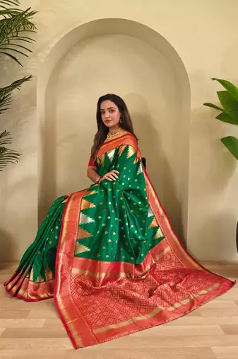 Green art silk  woven saree