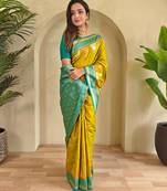 Lemon art silk  woven saree