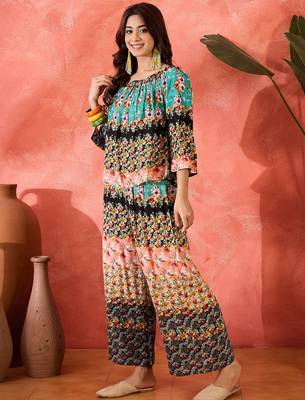 Floral printed top & trousers co-ord set 2