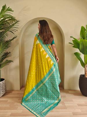 Lemon art silk  woven saree 3