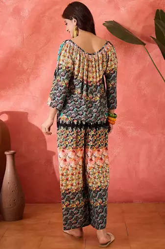 Floral printed top & trousers co-ord set