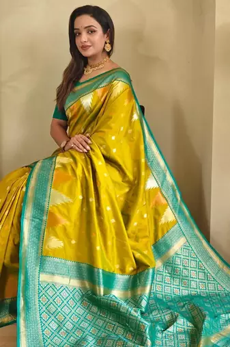 Lemon art silk  woven saree