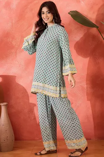 Printed top with trouser co-ords