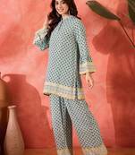 Printed top with trouser co-ords