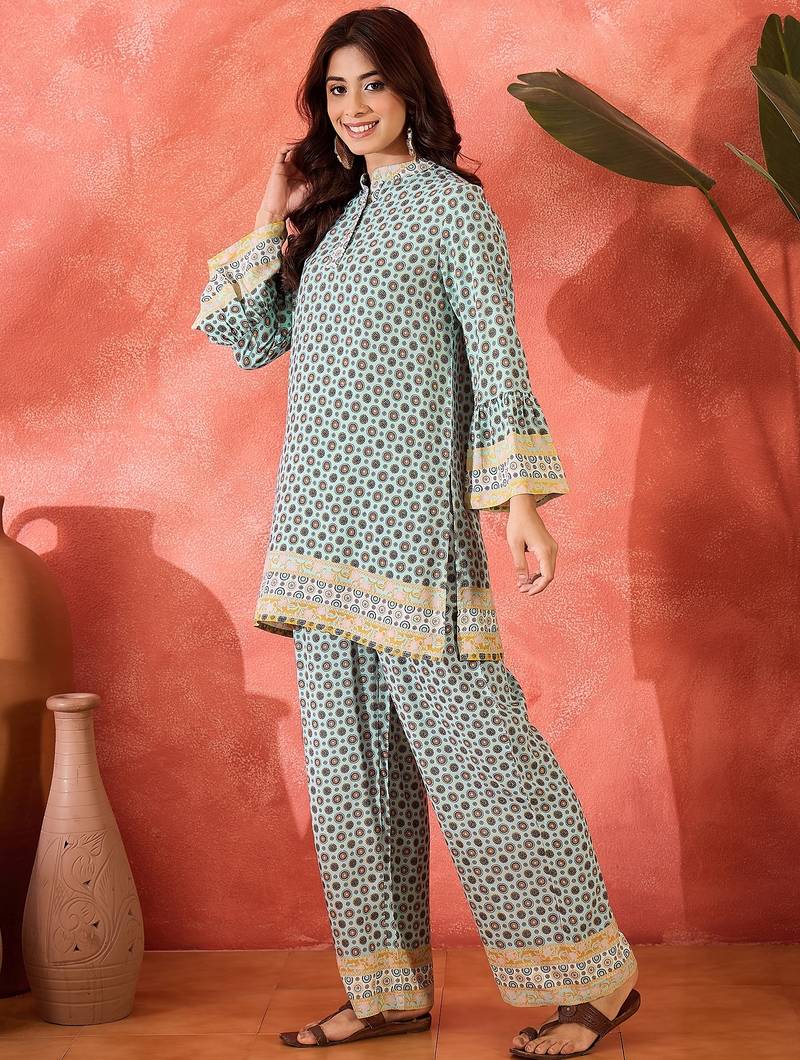 Printed top with trouser co-ords