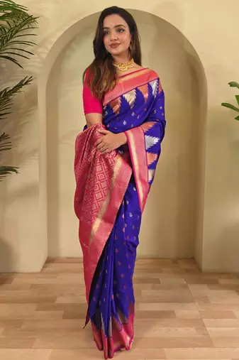Magenta art silk  woven saree