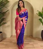 Magenta art silk  woven saree