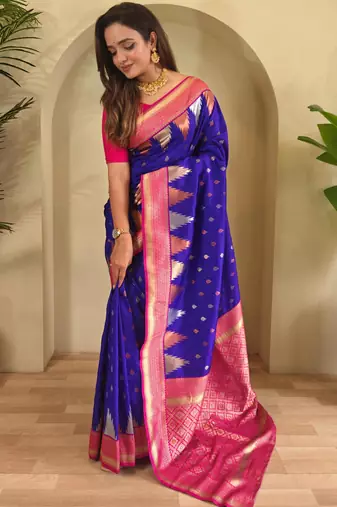 Magenta art silk  woven saree