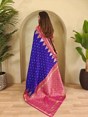 Magenta art silk  woven saree 3