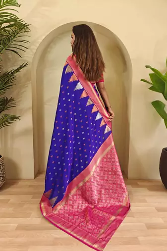 Magenta art silk  woven saree