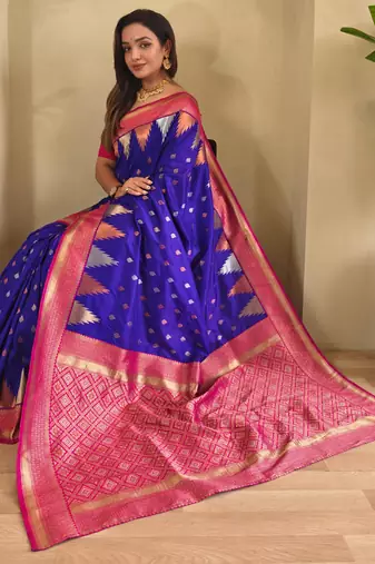 Magenta art silk  woven saree