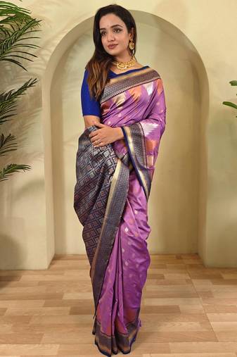 Onion pink art silk  woven saree