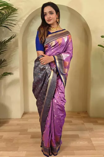 Onion pink art silk  woven saree