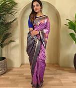 Onion pink art silk  woven saree