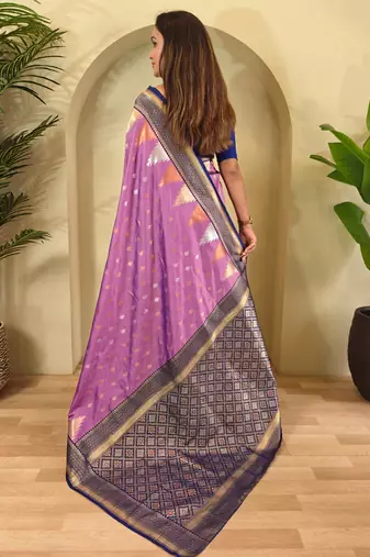 Onion pink art silk  woven saree