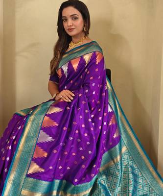 Purple art silk  woven saree 4
