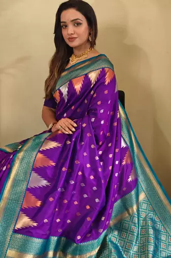 Purple art silk  woven saree