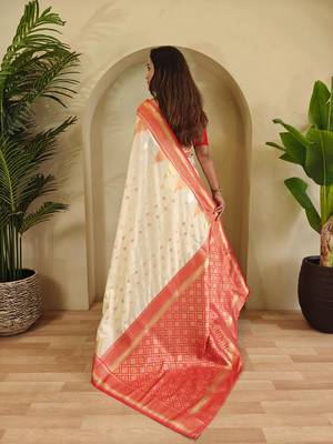 White art silk  woven saree 3