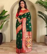 Green art silk  woven saree