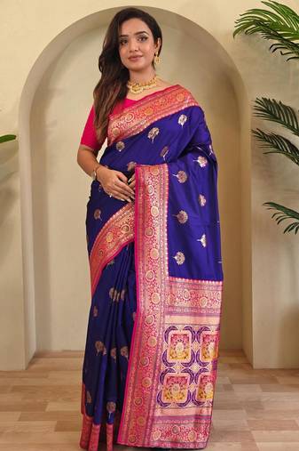 Magenta art silk  woven saree