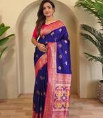 Magenta art silk  woven saree