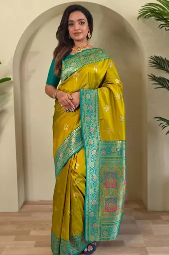 Mehendi art silk  woven saree