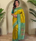 Mehendi art silk  woven saree