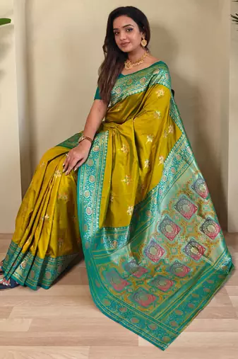 Mehendi art silk  woven saree