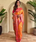 Yellow art silk  woven saree