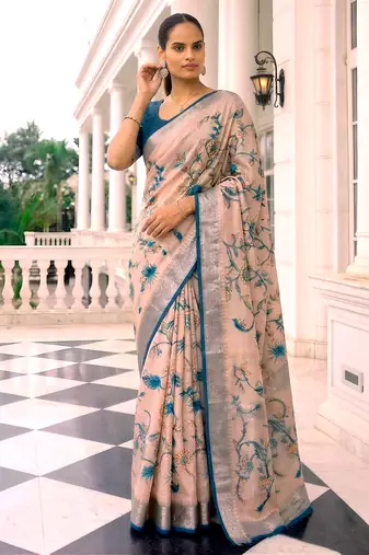 Premium tussar silk saree with elegant viscose zari border