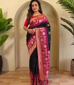Black art silk  woven saree