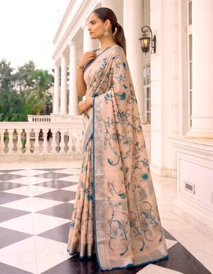 Premium tussar silk saree with elegant viscose zari border 4