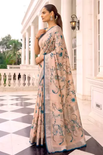 Premium tussar silk saree with elegant viscose zari border
