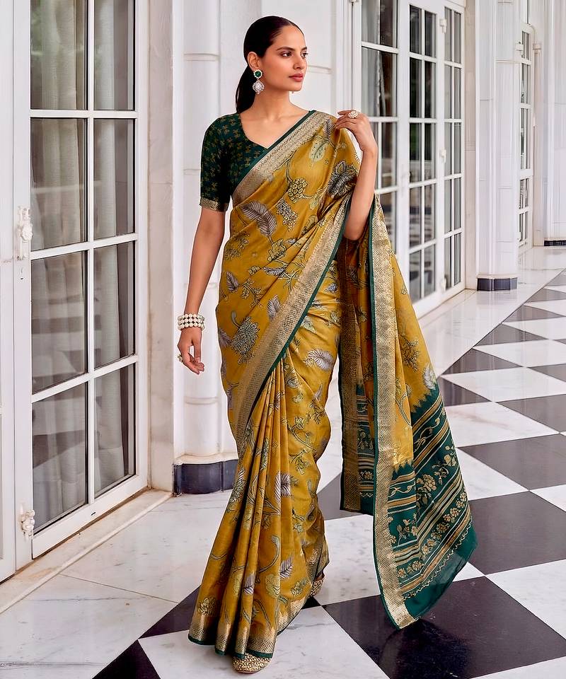Premium tussar silk saree with elegant viscose zari border